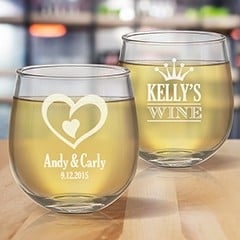 Engraved Stemless Wine Glasses