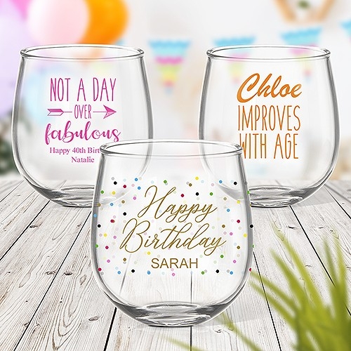 Coloured Stemless Wine Glasses