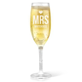 Mrs Heart Champagne Glass