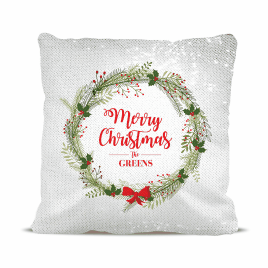 Christmas Wreath Magic Sequin Cushion Cover